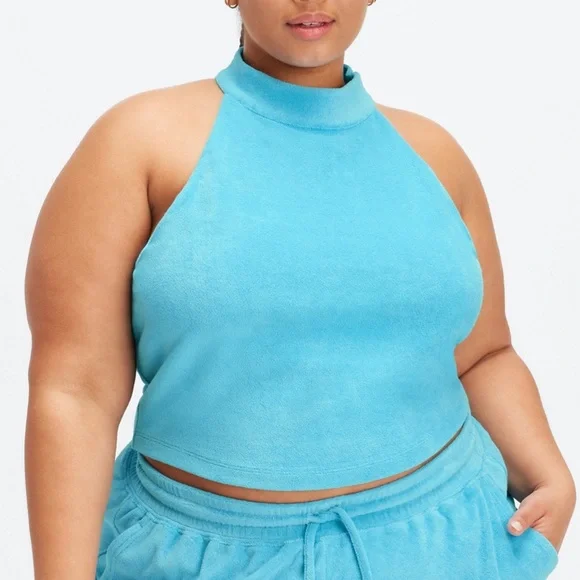 Fabletics Tops Fabletics Terry Builtin Bra Tank In Aqua Blue